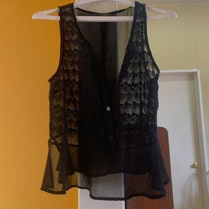 TCEC 👀 x Sheer Black & Lacy Button Down Tank Top